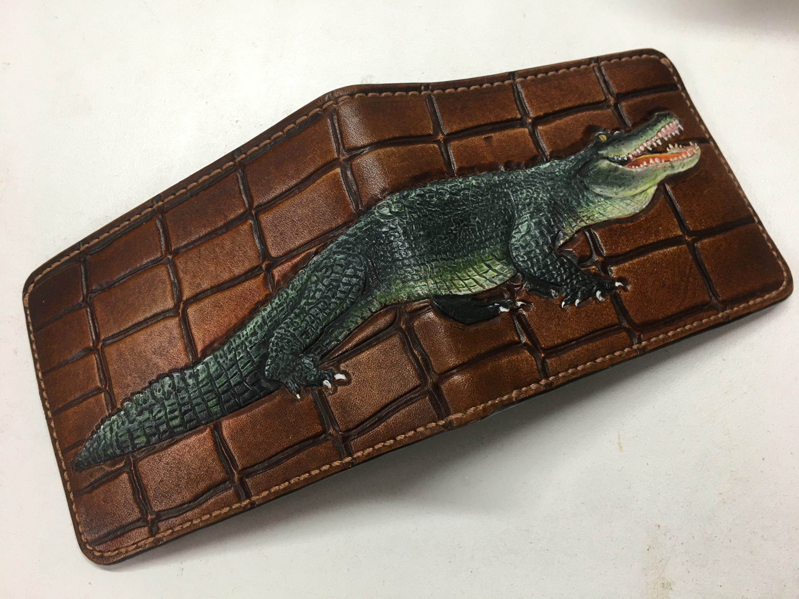 Crocodile Wallet | Crocodile | Cognac | Handmade in The USA | Tom Taylor