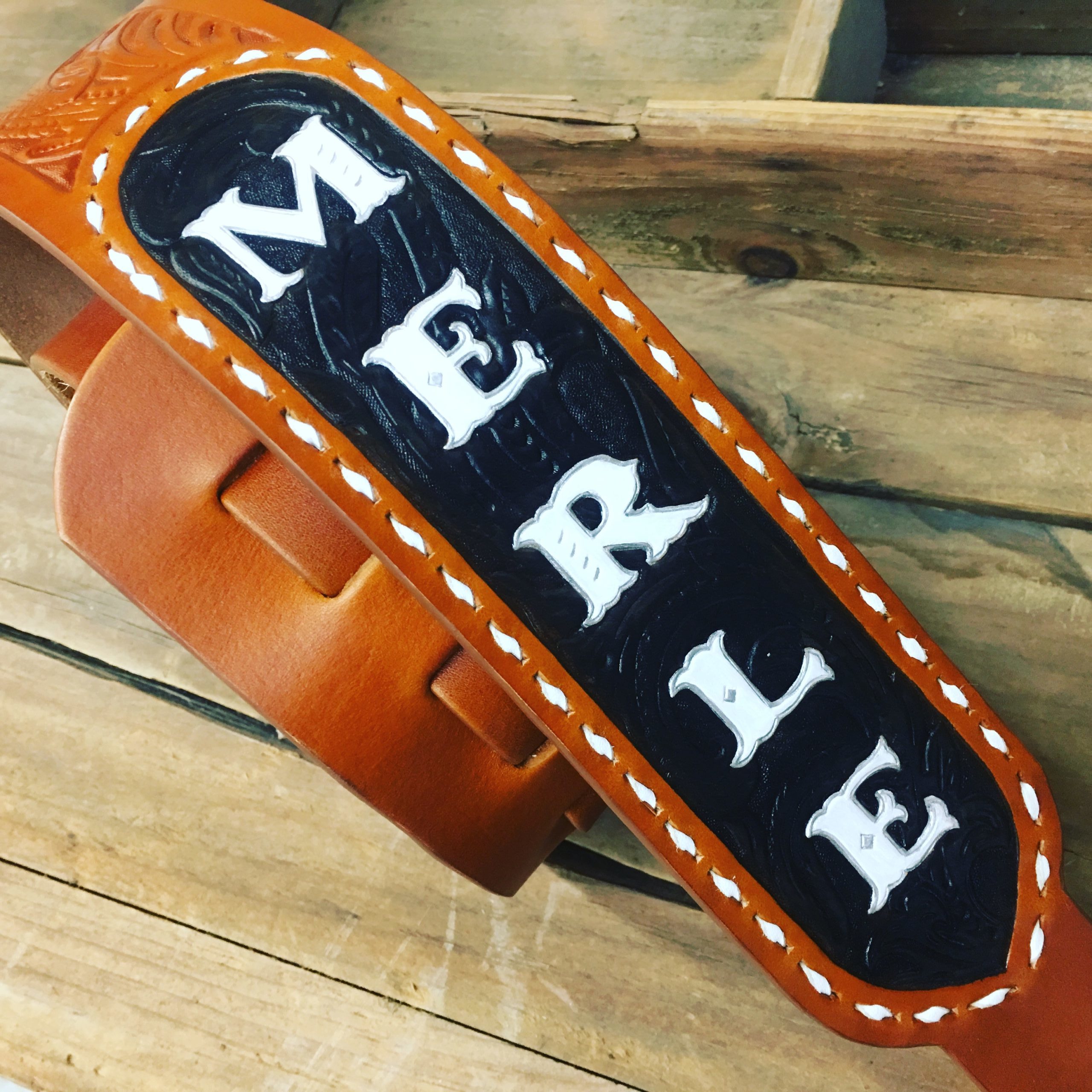 Merle Haggard Style Guitar Strap- Personalized - CHRISTOPH JOSEPH LEATHER