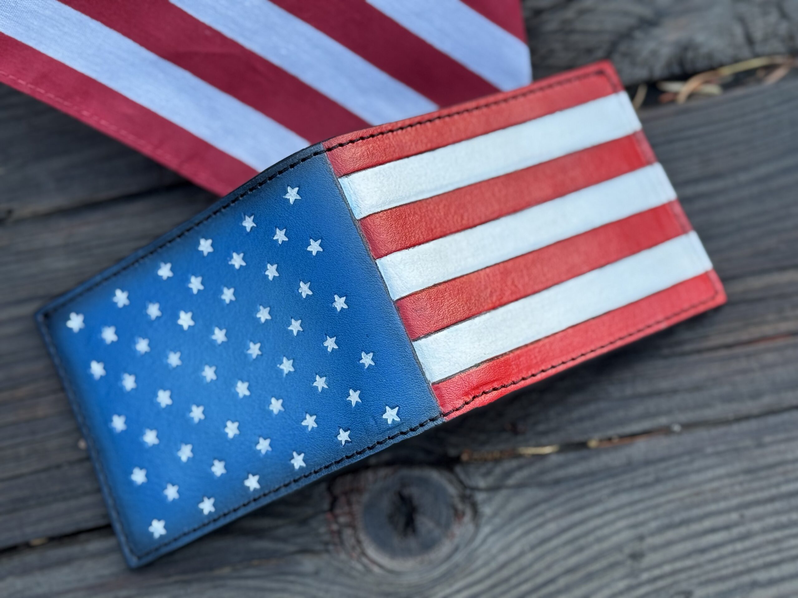 Hand-Tooled American Flag Patriot Wallet | Handmade in the USA - Image 8