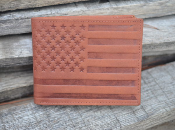 Affordable Embossed American Flag Genuine leather Wallet
