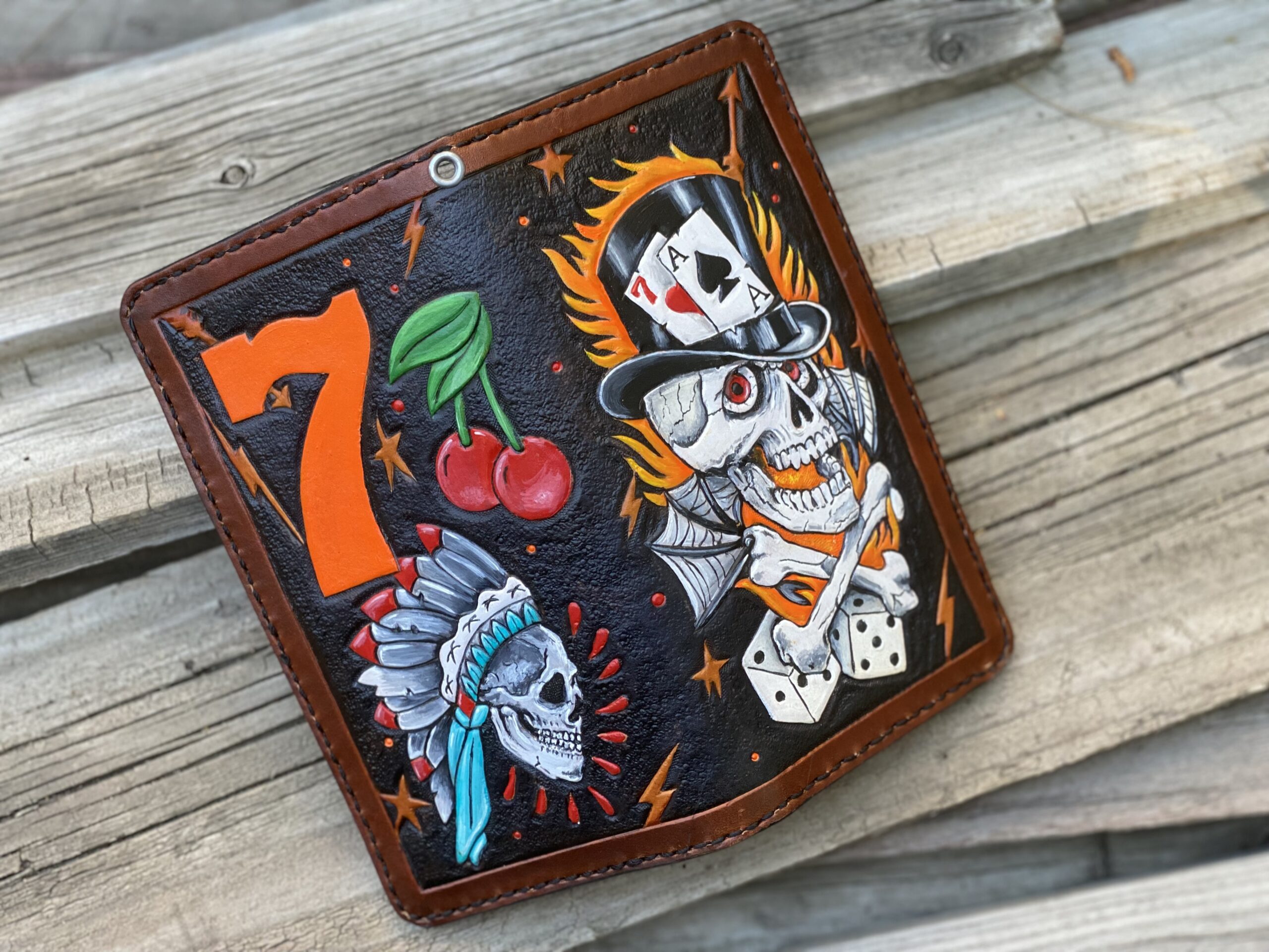 The Gambler Tattoo Biker Wallet - Hand-Tooled & Handcrafted in the USA - Image 7