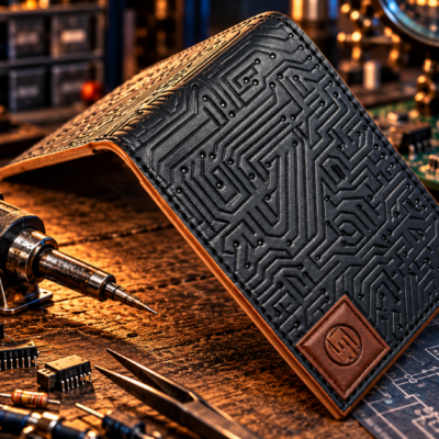 Handmade Circuit Board leather Bifold Custom Wallet