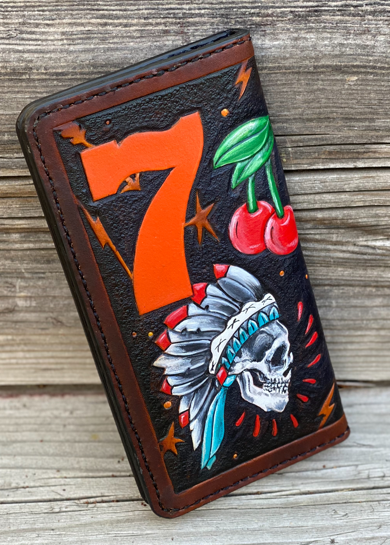 The Gambler Tattoo Biker Wallet - Hand-Tooled & Handcrafted in the USA - Image 8