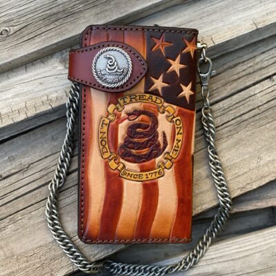 Don't Tread on me / We The People Hand Tooled Leather Biker Chain Wallet
