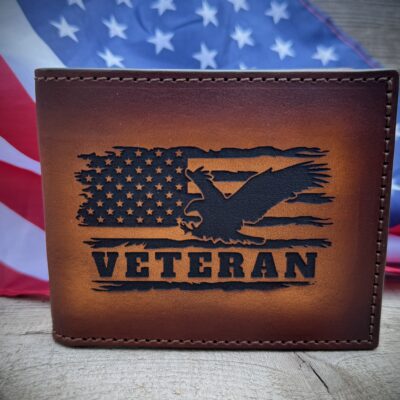 Veteran Wallet laser engraved leather bifold