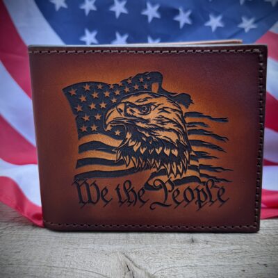 Laser Engraved Eagle Flag and We The People Wallet
