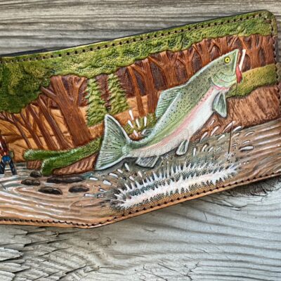 Classic Fishing Design tooled bifold wallet