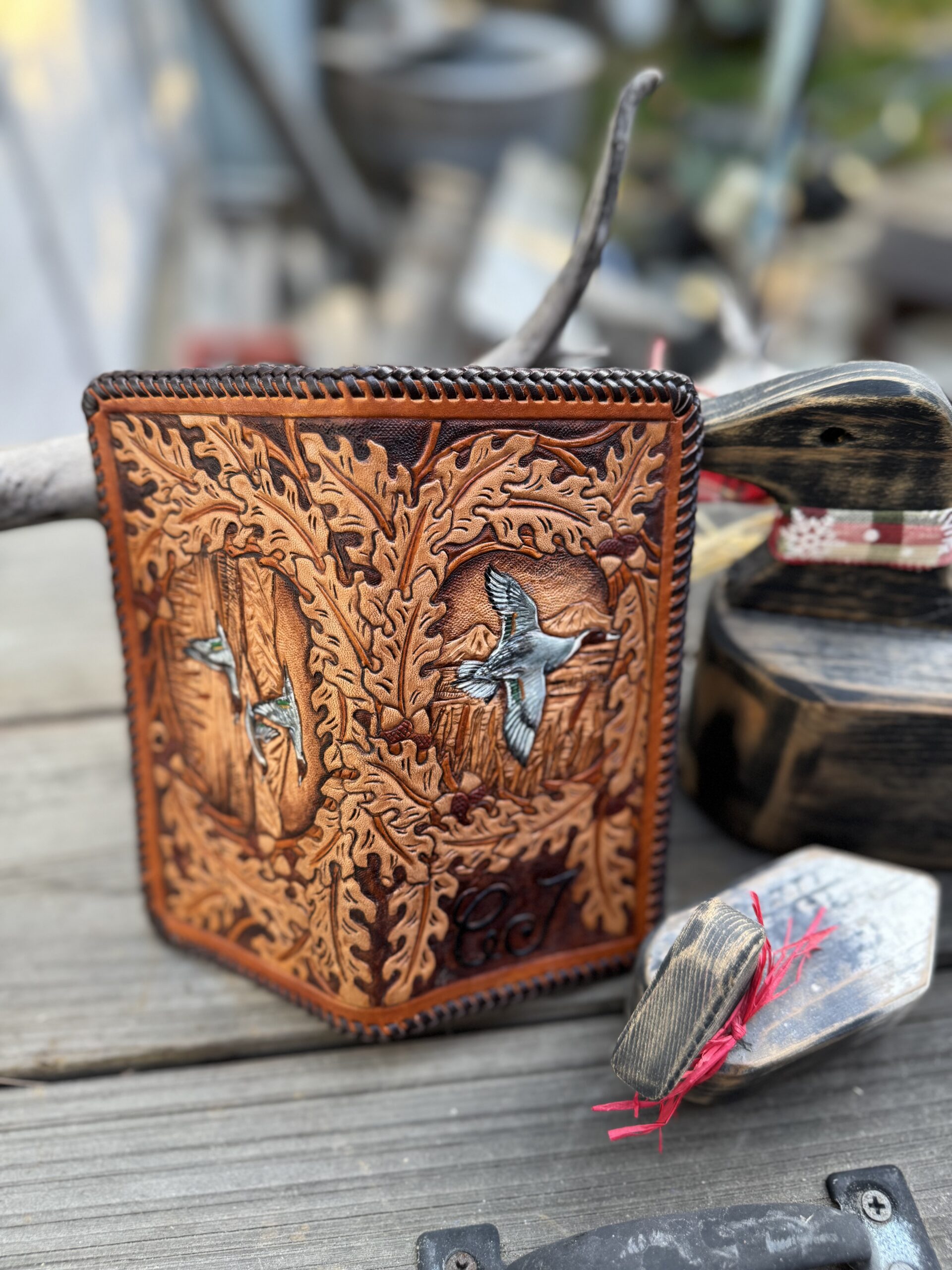 Handcrafted Pintail Duck Wallet - Hand Tooled Laced Long Wallet - Image 4