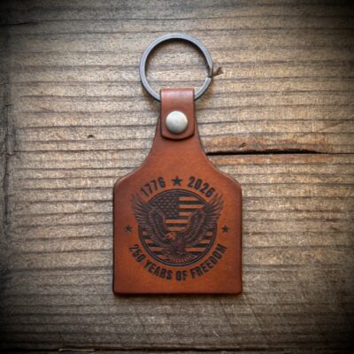 250 years of freedom laser engraved leather key chain