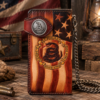 Don't Tread on me / We The People Hand Tooled Leather Biker Chain Wallet