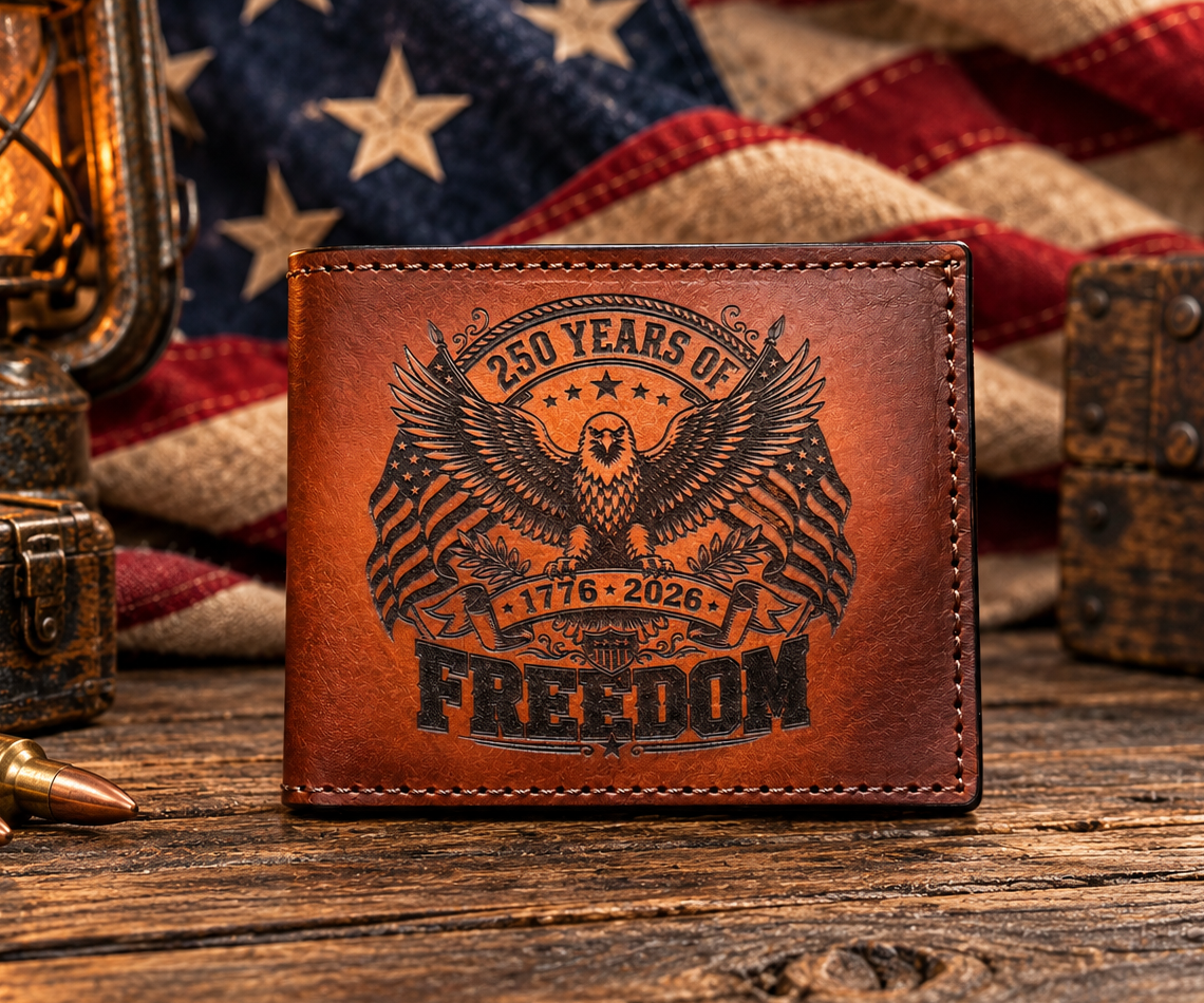 250 Years of Freedom premium engraved bifold wallet