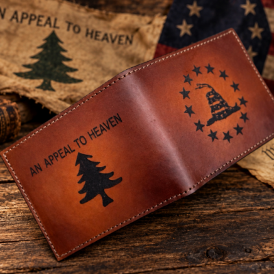 An Appeal To Heaven Laser Engraved Leather Bifold Wallet