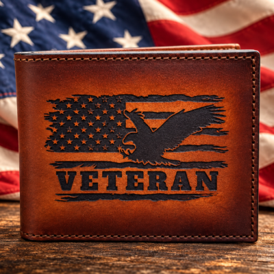Veteran Wallet laser engraved bifold wallet