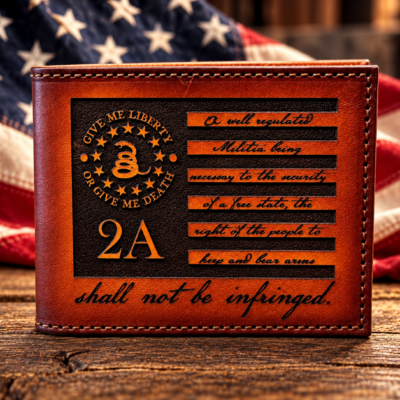 2nd Amendment Engraved Leather Bifold Wallet