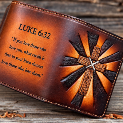 Radiant Cross handmade hand-tooled Trifold Wallet