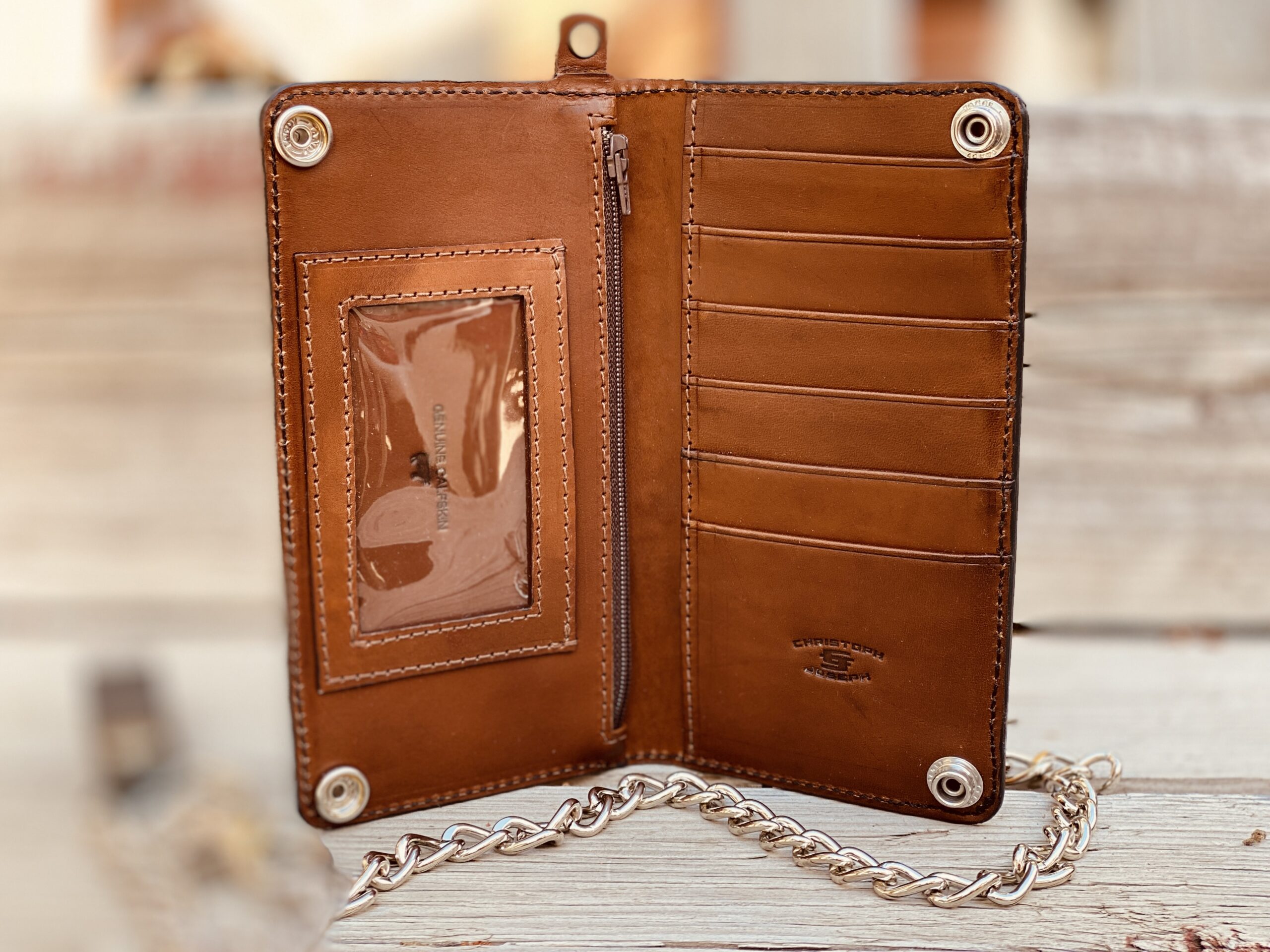 Aces & Eights - Outlaw Biker Wallet - Premium Hand Tooled Leather Long Wallet - Image 6