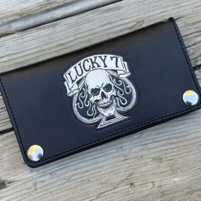 Lucky 7 Ace of Spades Skull Biker Wallet