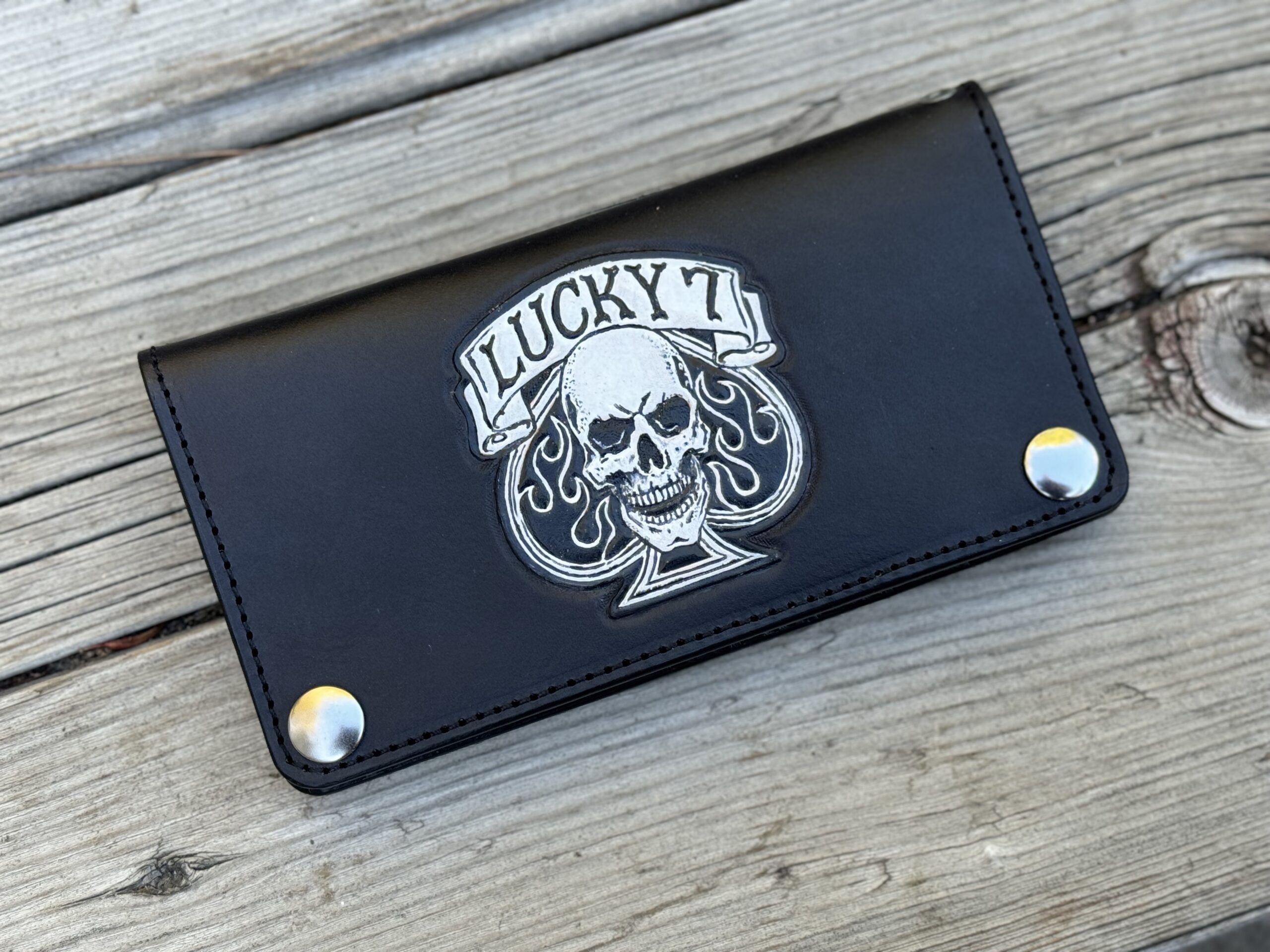 Lucky 7 Ace of Spades Skull Biker Wallet