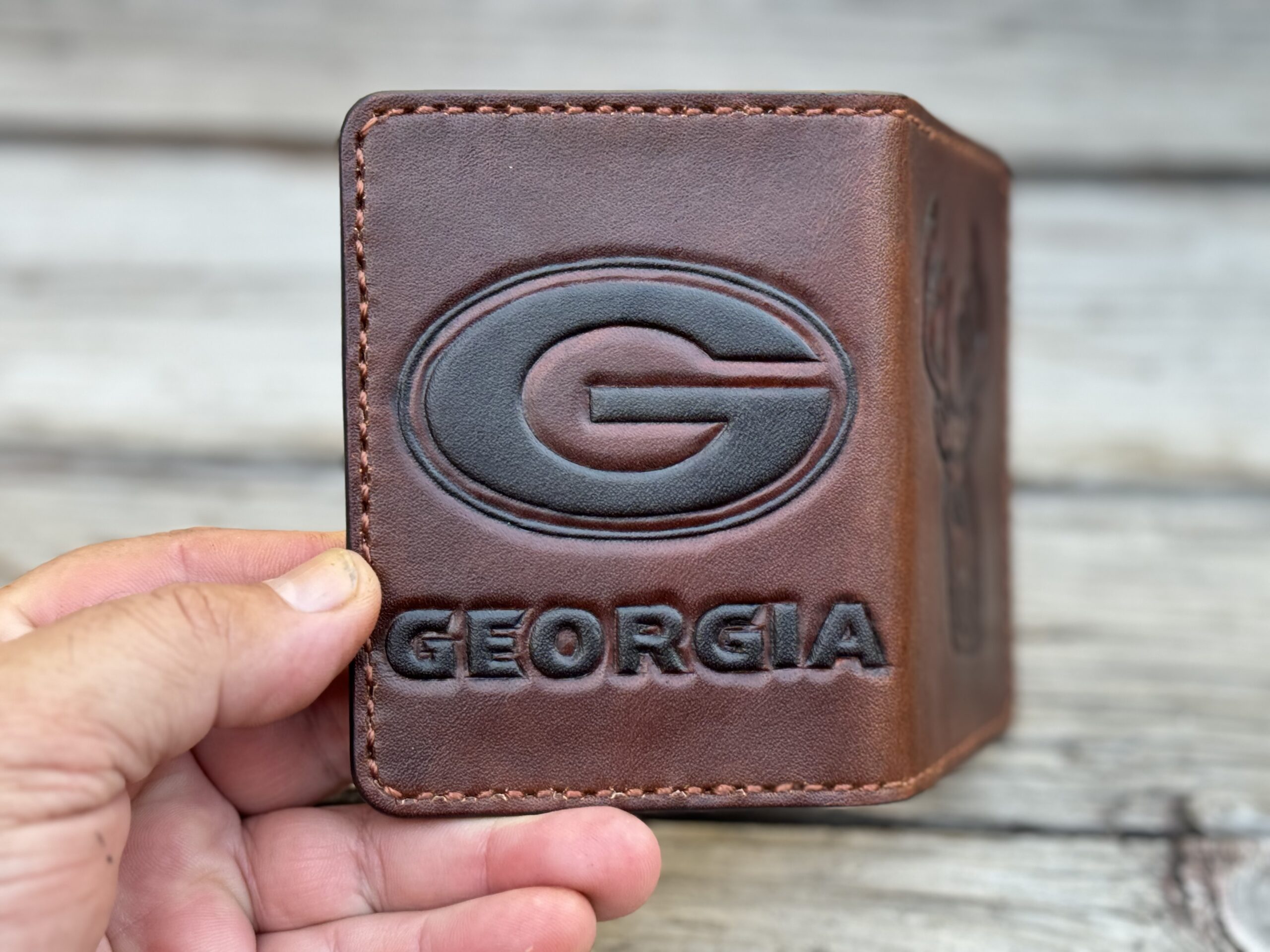 Custom Hand tooled Branded Trifold Leather Wallet - Add Your Branding - Image 7