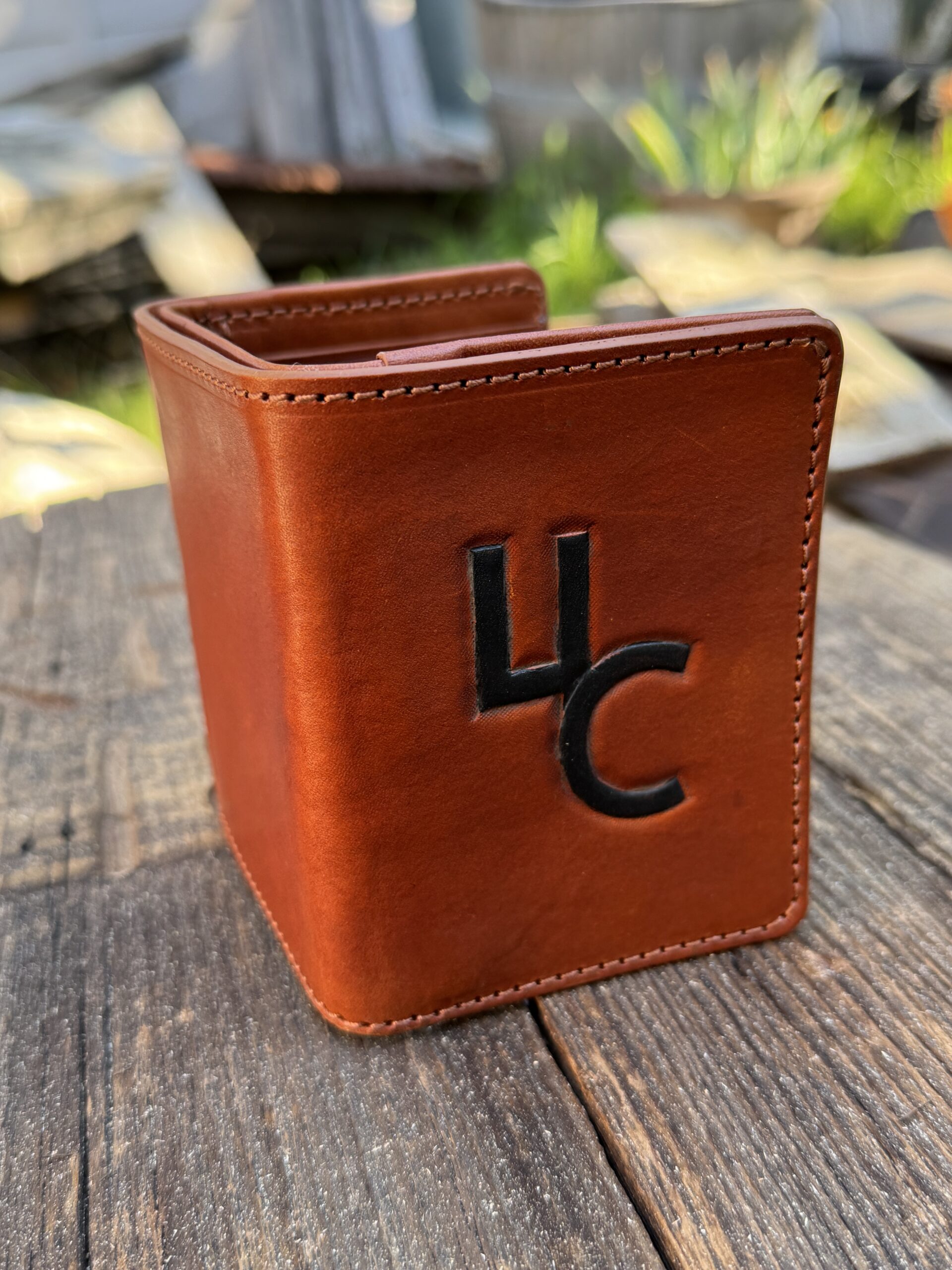 Custom Hand tooled Branded Trifold Leather Wallet - Add Your Branding - Image 5