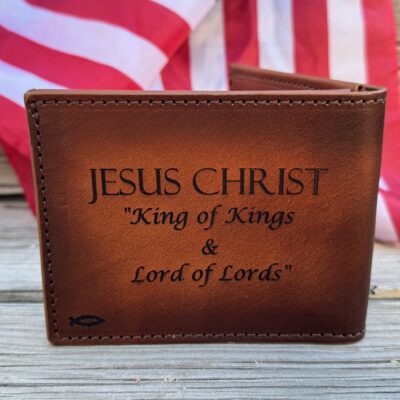 Jesus Christ King of Kings leather bifold engraved wallet