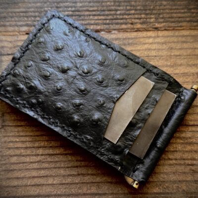 genuine Ostrich leather money clip wallet