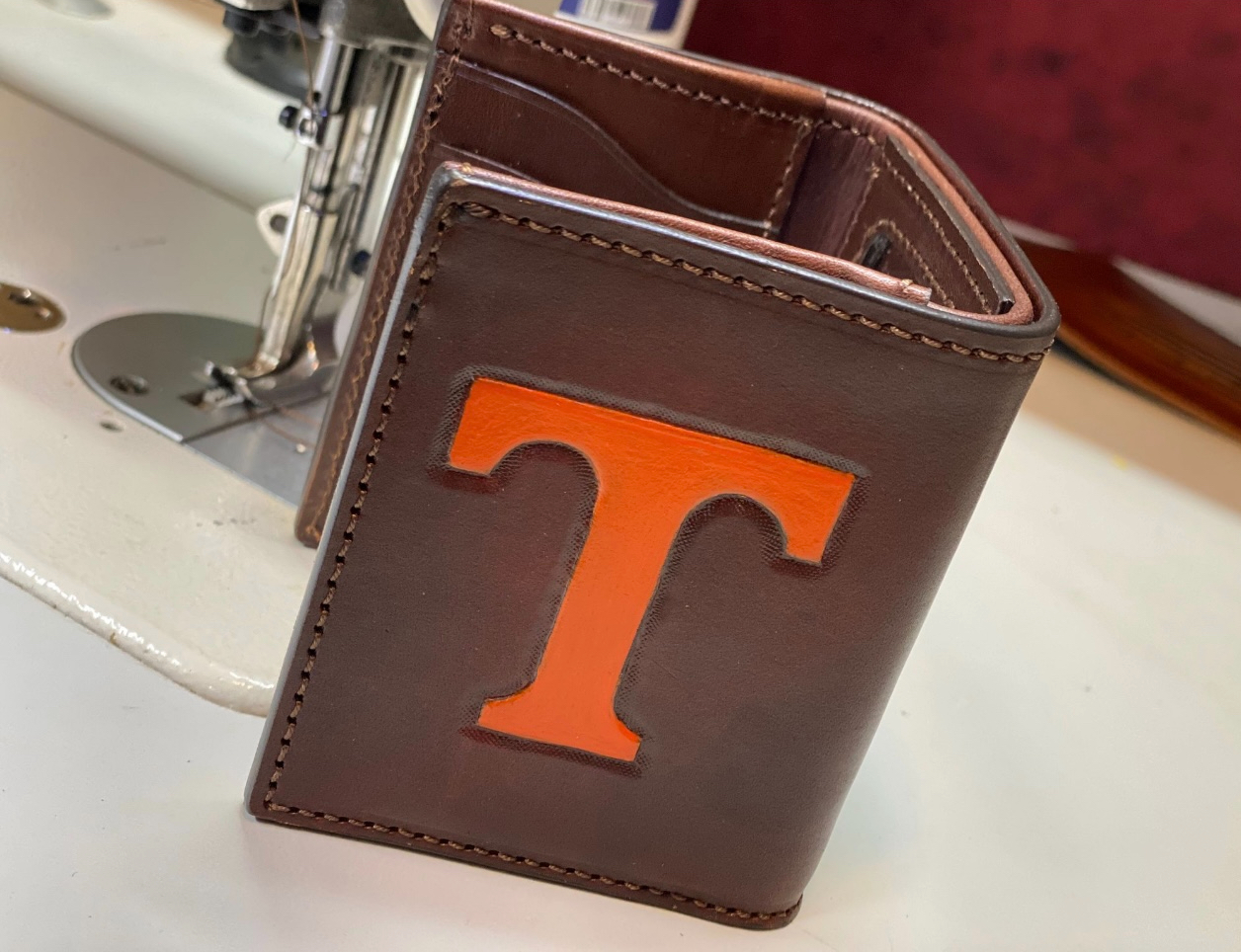 Custom Hand tooled Branded Trifold Leather Wallet - Add Your Branding - Image 6