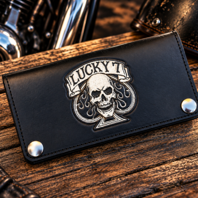 Lucky 7 Ace of Spades Skull Biker Wallet
