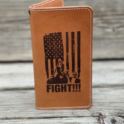 Trump Butler PA Fight Image laser engraved leather long wallet