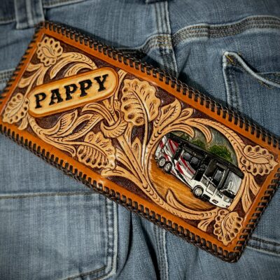 Western Floral Personalized RV leather bifold wallet