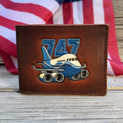747 Airplane Leather Bifold Wallet custom handcrafted by Christoph Joseph