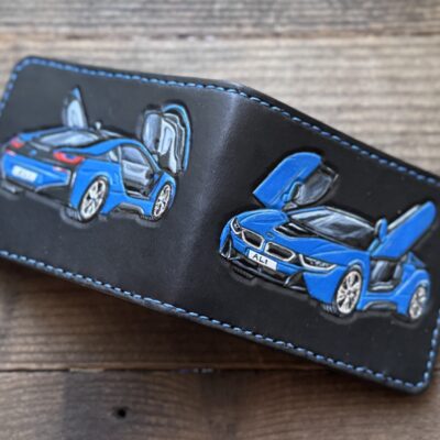 Custom Car Wallets for the car enthusiast. Leather bifolds with your vehicle of choice