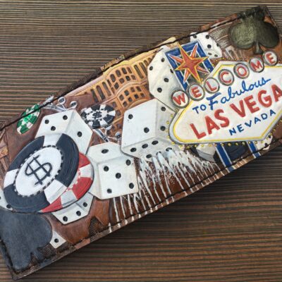 Las Vegas Custom Hand Tooled Leather Bifold Wallet