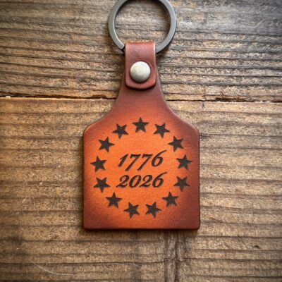 1776 2026 America 250 Leather Key Ring - laser engraved
