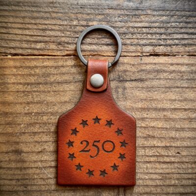 America 250 key ring laser engraved leather key fob double sided