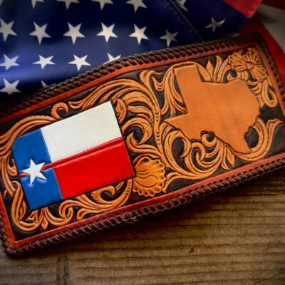 Texas Wallet , Texas State western floral hand tooled wallet , Texas thin red line