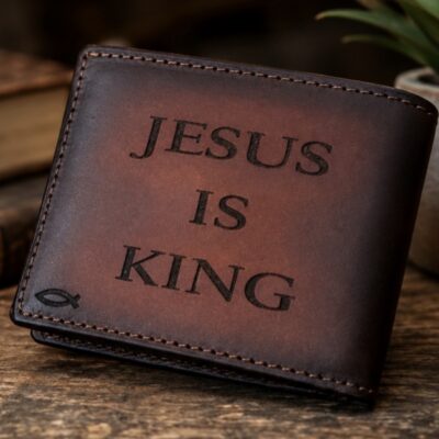 Jesus is king laser engraved premium bifold wallet