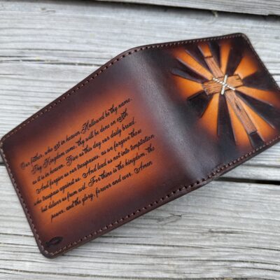 Lords Prayer Christian Wallet with radiant cross