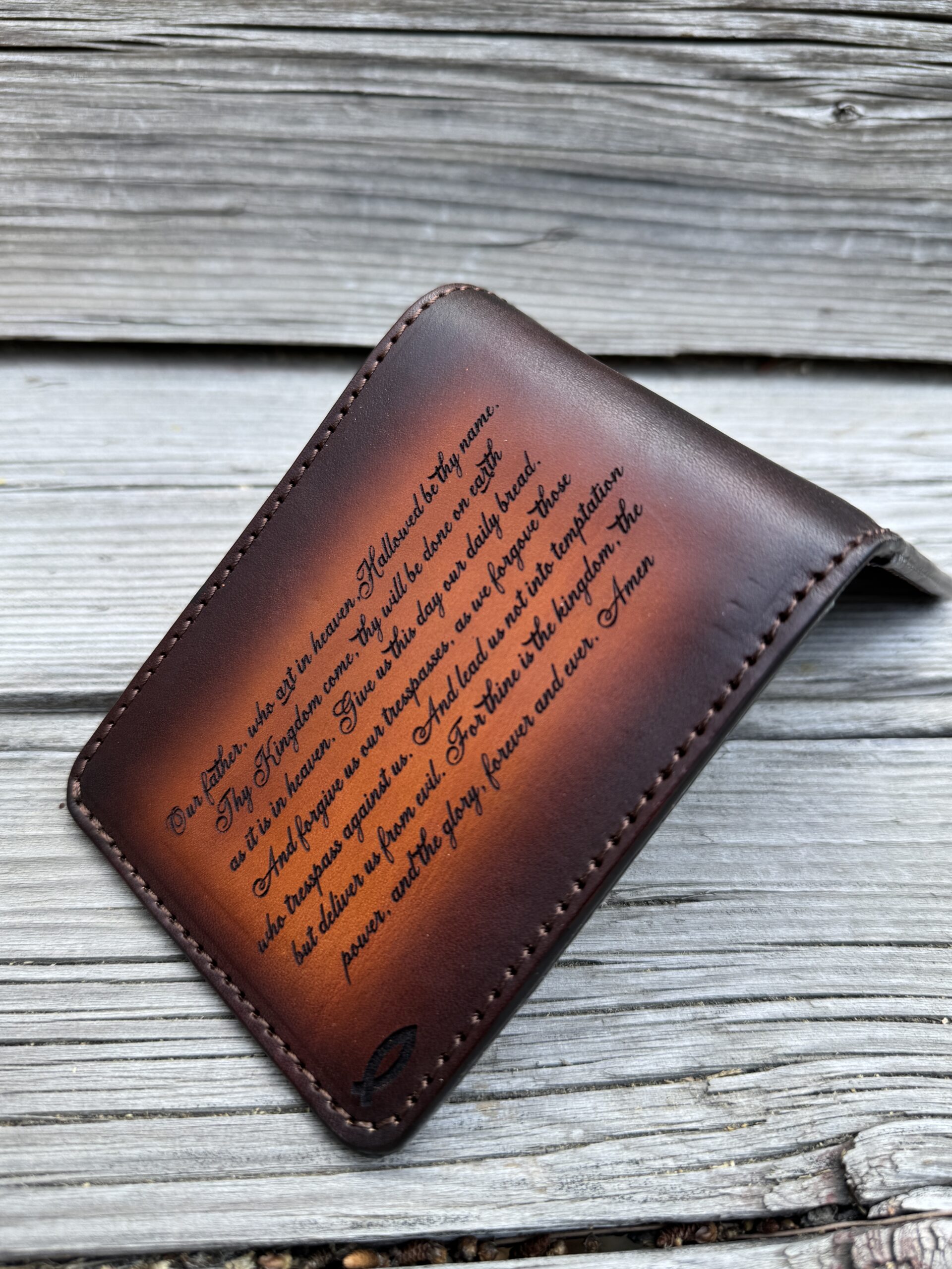 Hand-Tooled Leather Bifold Wallet – Lord’s Prayer & Wooden Cross Design Christian Wallet - Image 6