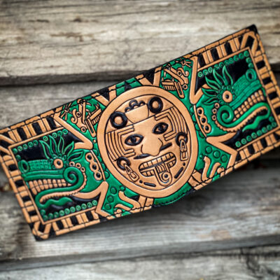 Aztec Wallet Feathered Serpent custom bifold by Christoph Joseph