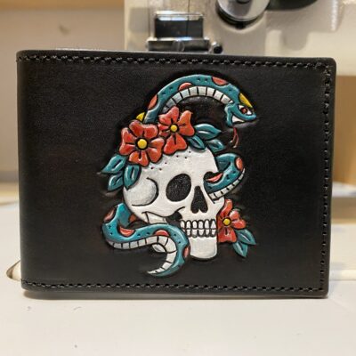 skull and snake bifold wallet