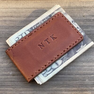 Magnetic Leather Money Clip - personalized