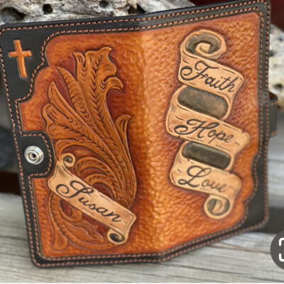 Women's western floral clutch with cross and name scrolls