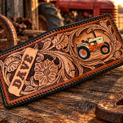 Tradition western floral wallet with Tractor design