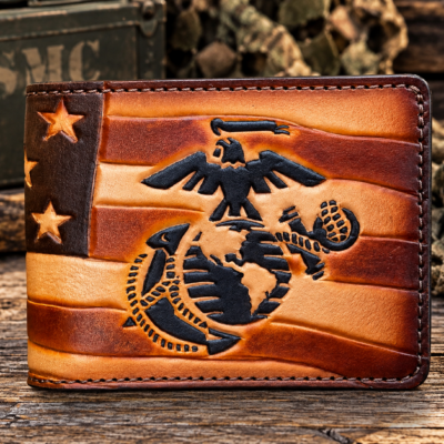 Patriotic Military Hand Tooled USMC Wallet