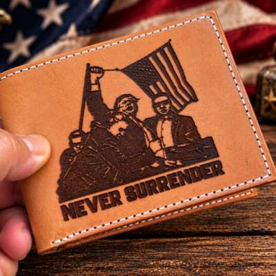 Trump Wallet - Laser Engraved Butler PA Iconic Image - Fight Fight Fight Never Surrender