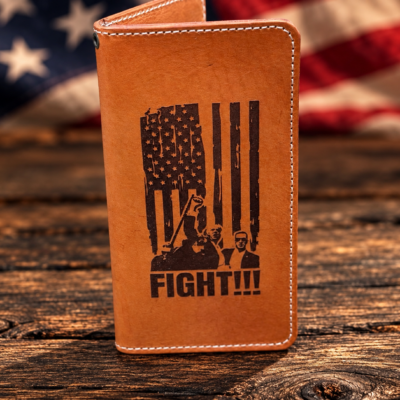 Trump Butler PA Fight Image laser engraved leather long wallet