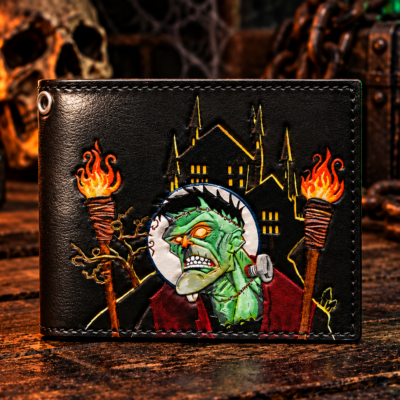 Frankenstein Custom Tooled Leather Bifold Wallet