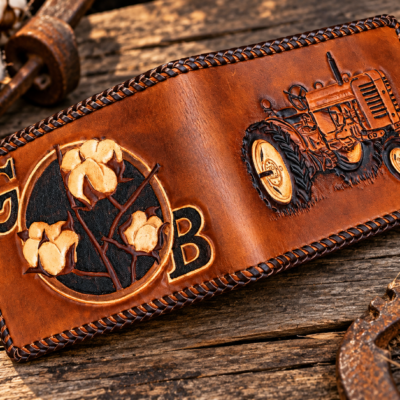 Hand Tooled Tractor Wallet