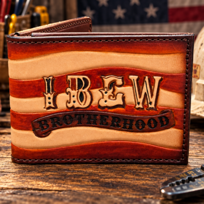 IBEW Brotherhood hand-tooled Bifold leather wallet